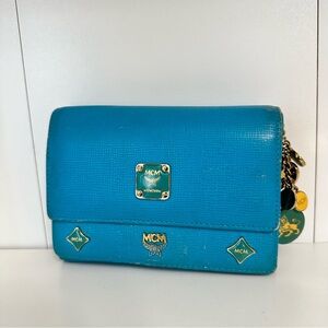 Authentic MCM blue with accessories wallet